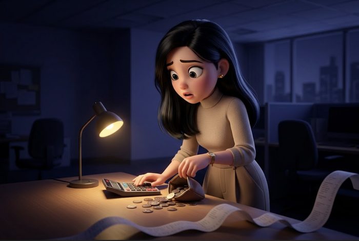 Late at night with a calculator and receipts, realizing the profit isn't there